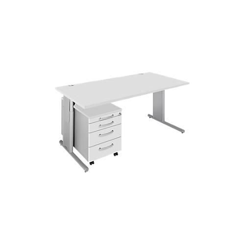 Schäfer Shop Select 2-tlg. Büromöbel-Set COMBITEC, Schreibtisch, B 1600 mm, lichtgrau/weißalu + Rollcontainer 1233