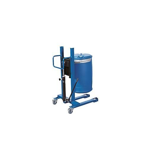 Fasslifter asecos, mit Fusspumpe, B 830 x H 1605 x T 1140 mm, Hubbereich 120 – 520 mm, Stahl lackiert