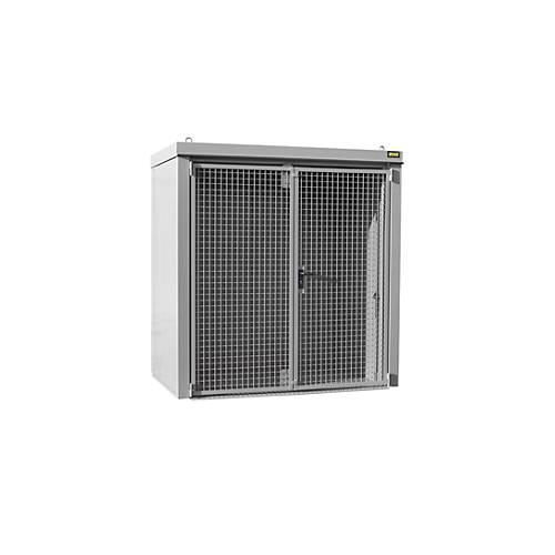 Gasflaschencontainer BAUER GFC-B M1, B 1175 x T 2120 x H 2265, für 28 Gasflaschen, feuerbeständig, abschließbar, grau
