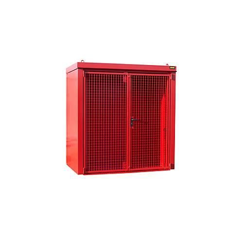 Gasflaschencontainer BAUER GFC-B M1, B 1175 x T 2120 x H 2265, für 28 Gasflaschen, feuerbeständig, abschließbar, rot
