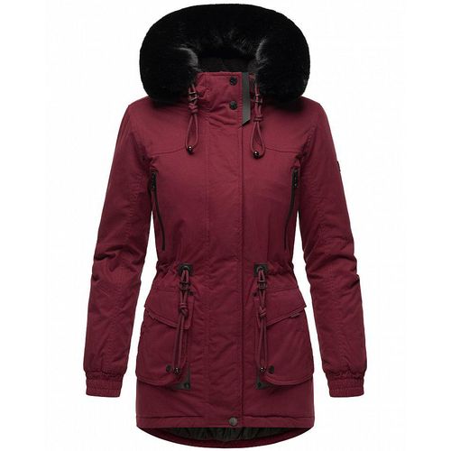 Navahoo Damen Winter Jacke Kurz Stepp Mantel Parka Kapuze warm Kunstfell Olessaa Bordeaux Gr. 34 - XS
