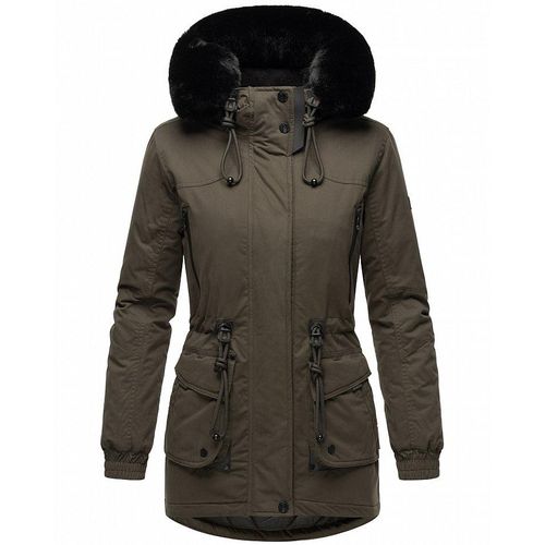 Navahoo Damen Winter Jacke Kurz Stepp Mantel Parka Kapuze warm Kunstfell Olessaa Anthrazit Gr. 42 - XL
