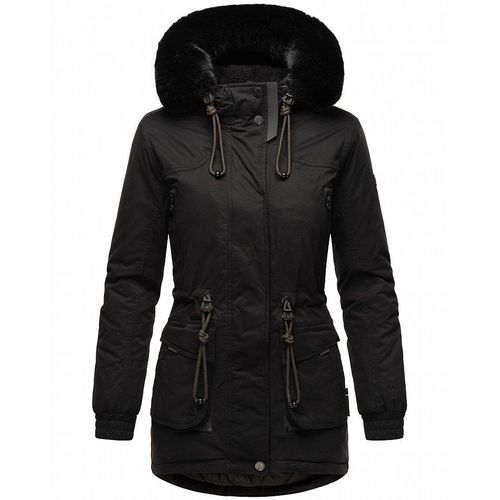 Navahoo Damen Winter Jacke Kurz Stepp Mantel Parka Kapuze warm Kunstfell Olessaa Schwarz Gr. 36 - S
