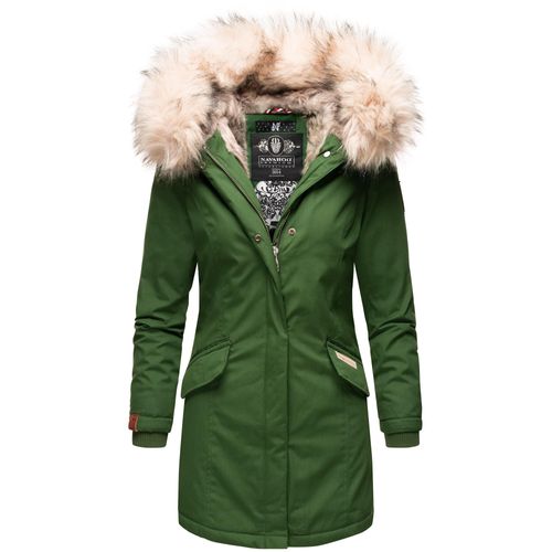 Navahoo Premium Damen Winterjacke Parka Mantel Jacke Kunstfell Gefüttert Kapuze Cristal Grün Gr. 44 - XXL