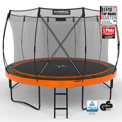 KINETIC SPORTS Trampolin Outdoor 'Ultimate Pro' Ø 244/305/366/427 cm – Rheinland Gartentrampolin, Kindertrampolin mit Leiter, bis zu 160 kg