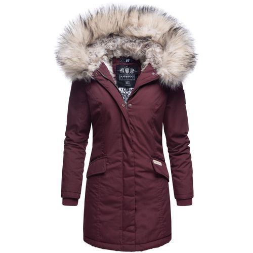Navahoo Premium Damen Winterjacke Parka Mantel Jacke Kunstfell Gefüttert Kapuze Cristal Wine Gr. 36 - S