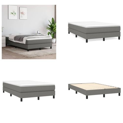 vidaXL Boxspringbett Dunkelgrau 120x200 cm Stoff - Boxspringbett - Boxspringbetten - Bett - Schlafzimmermöbel