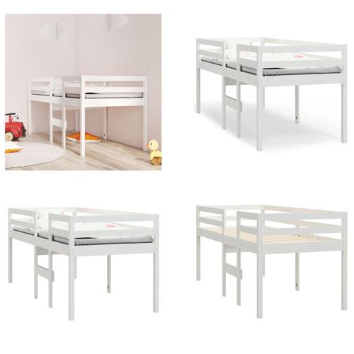 vidaXL Hochbett Weiß 80x200 cm Massivholz Kiefer - Hochbett - Hochbetten - Schlafzimmermöbel - Bettgestell