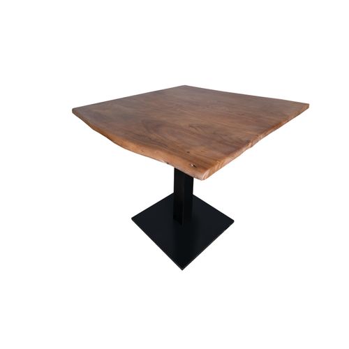 Bistrotisch Baumkante massiv 80 x 80 cm Akazie Nussbaumfarben schwarz Säulengestell Iris