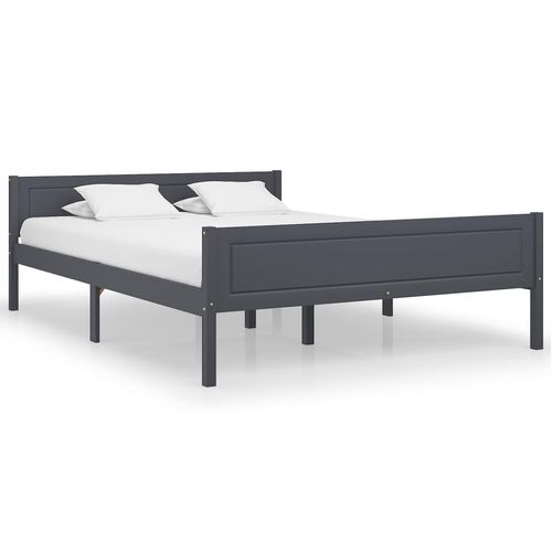 vidaXL Massivholzbett Kiefer Grau 140x200 cm - Bettrahmen - Holz-Bettrahmen - Bett - Betten