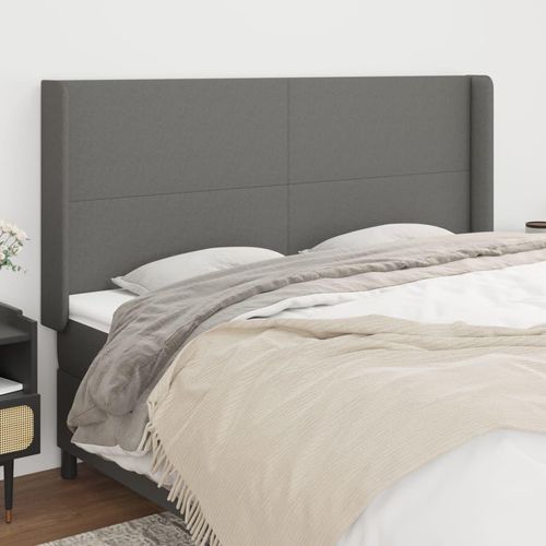 vidaXL Kopfteil mit Ohren Dunkelgrau 203x16x118/128 cm Stoff
