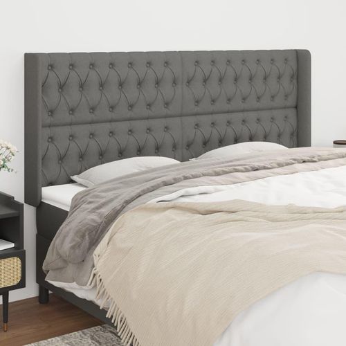 vidaXL Kopfteil mit Ohren Dunkelgrau 203x16x118/128 cm Stoff