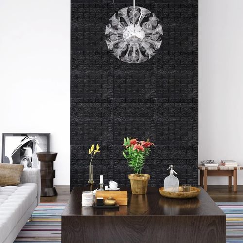 Prolenta Premium - 3D Tapete Ziegelstein Selbstklebend 40 Stk. Schwarz
