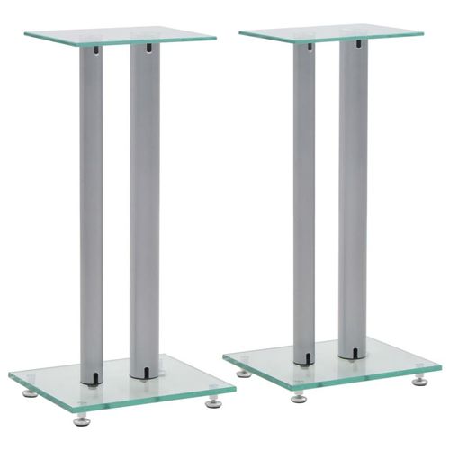 Prolenta Premium - Lautsprecherständer Säulen-Design 2 Stk. Hartglas Silbern
