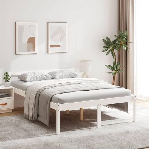 vidaXL Seniorenbett Weiß 135x190 cm Massivholz Kiefer - Seniorenbett - Seniorenbetten - Bett Senioren - Betten Senioren
