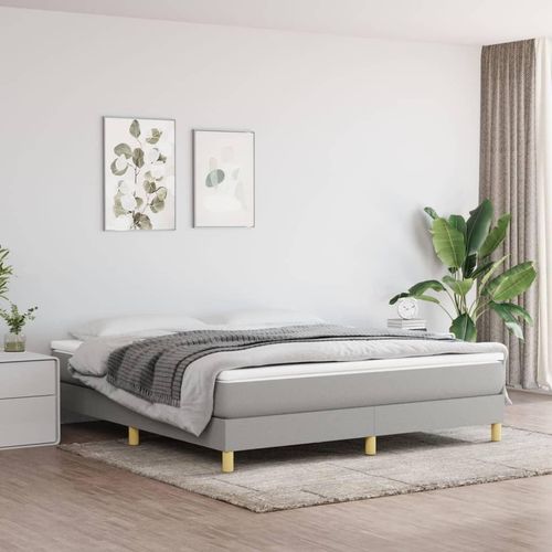vidaXL Boxspringbett Hellgrau 160x200 cm Stoff - Boxspringbett - Boxspringbetten - Bett - Schlafzimmermöbel