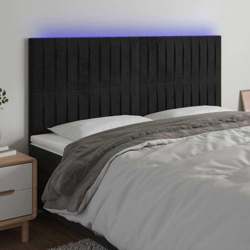 LED Kopfteil Schwarz 200x5x118/128 cm Samt