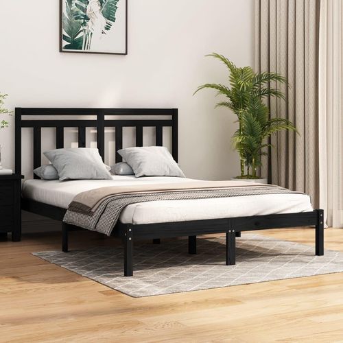 Massivholzbett Schwarz 150x200 cm 5FT King Size , Klassische Betten Design 2024
