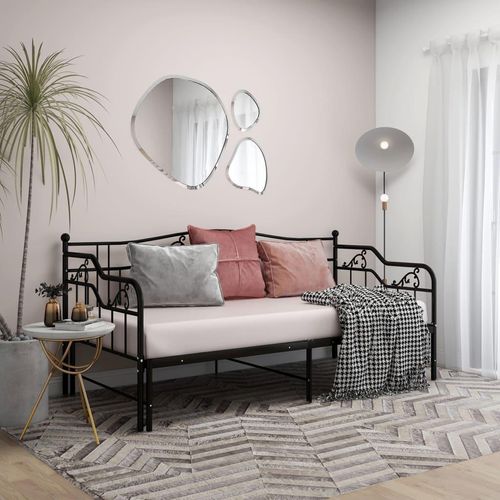 vidaXL Ausziehsofa Bettgestell Schwarz Metall 90x200 cm - Schlafsofa-Gestell - Schlafsofas-Gestelle - Schlafsofa-Rahmen - Sofa Mit Ausziehbett
