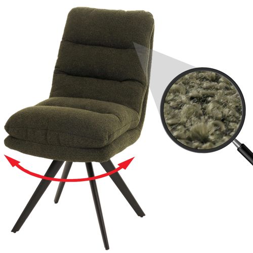 Esszimmerstuhl HWC-G66, Küchenstuhl Stuhl, drehbar Auto-Position Stoff/Textil Bouclé MVG grün