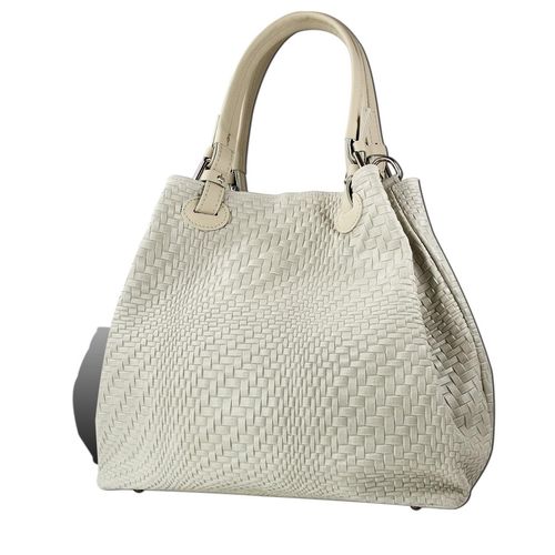 Handtasche beige Toscanto geprägtes abstraktes Flechtmuster Leder D2OTT163HI