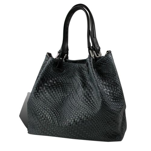 Handtasche schwarz Toscanto Tasche geprägtes abstraktes Flechtmuster Leder D2OTT163HS