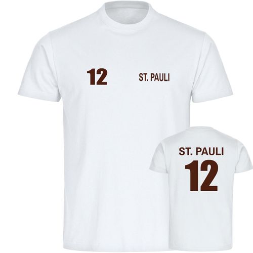 multifanshop Kinder T-Shirt - St. Pauli - Trikot Nummer 12 - Druck braun - Kind