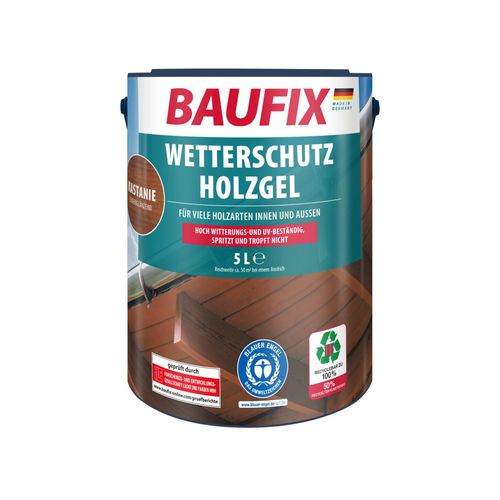 BAUFIX Wetterschutz-Holzgel kastanie seidenglänzend, 5 Liter, Holzlasur