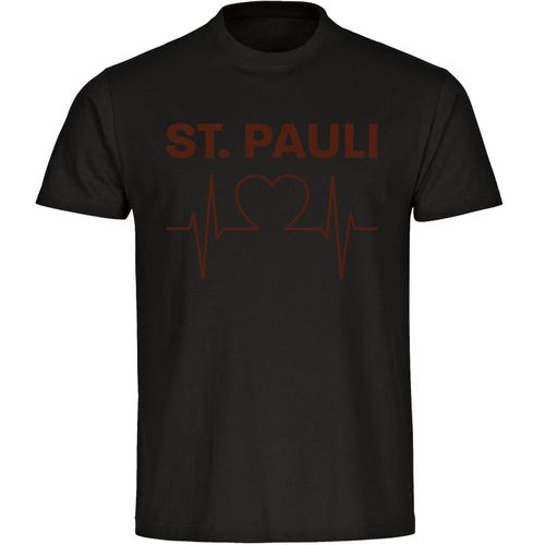 multifanshop Kinder T-Shirt - St. Pauli - Herzschlag - Druck braun - Kind