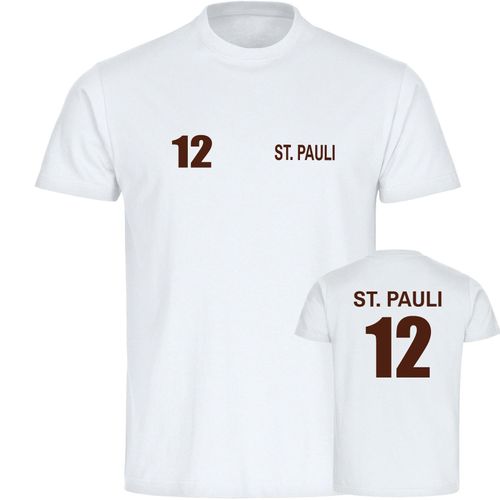 multifanshop Kinder T-Shirt - St. Pauli - Trikot Nummer 12 - Druck braun - Kind