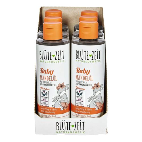 BLÜTE-ZEIT Baby Mandelöl mit Bio-Olivenöl & Bio-Sonnenblumenöl 200 ml, 6er Pack