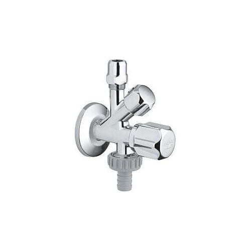 Grohe WAS-Kombi-Eckventil 22033000 3/8" x 3/8" x 3/4", chrom, Wandrosette, nicht selbstklebend