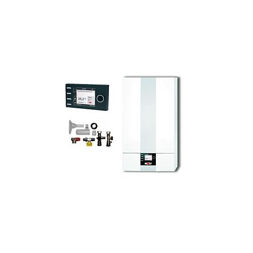 Wolf CGB-2-K-20 20kW Gasbrennwert Kombitherme Paket mit Bedienmodul BM2, Anschlusszubehör Aufputz, für Heizen und Warmwasser