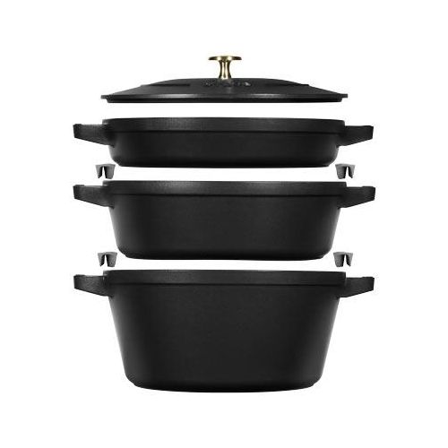 Staub Gusseisen-Kochtopf-Set - Silber