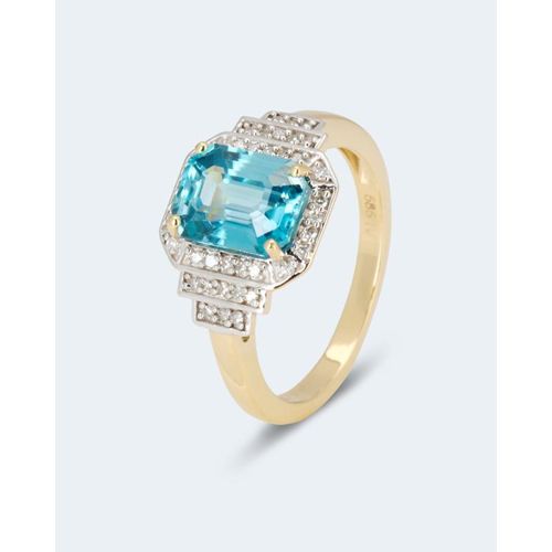 Ring mit blauem Zirkon und Diamant