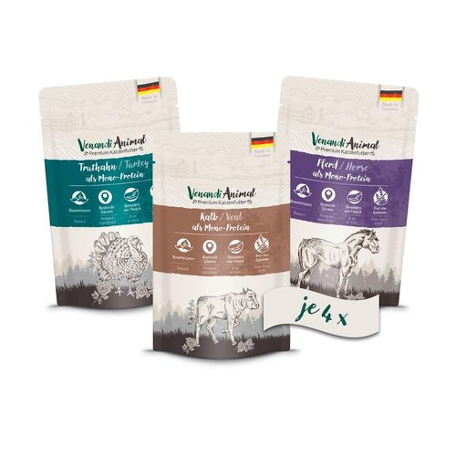 Venandi Animal - Probierpaket II 4xPferd, 4xKalb, 4xTruthahn 24x125g