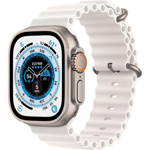 Apple Watch Ultra (2022) GPS + Cellular 49 mm - Titan Titan Natur - Ocean Armband Weiß
