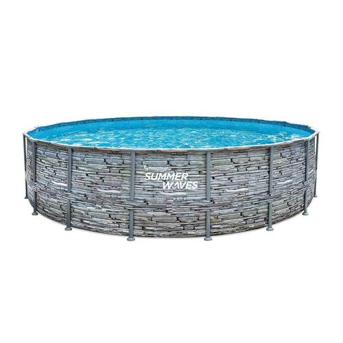 Summer Waves Elite Frame Pool Aufstellpool rund Komplettset Steinoptik Ø 549x132 cm