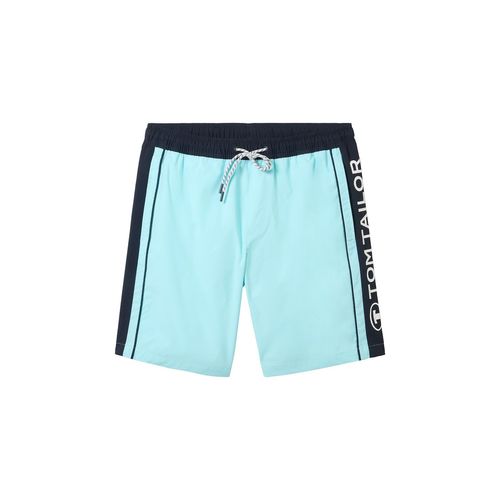 TOM TAILOR Herren Badeshorts mit Colour Blocking, blau, Colour Blocking, Gr. M