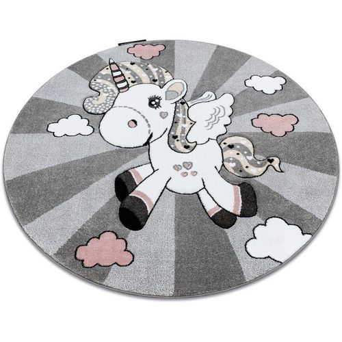 Kinderteppich petit unicorn einhorn Kreis grau grey rund 160 cm