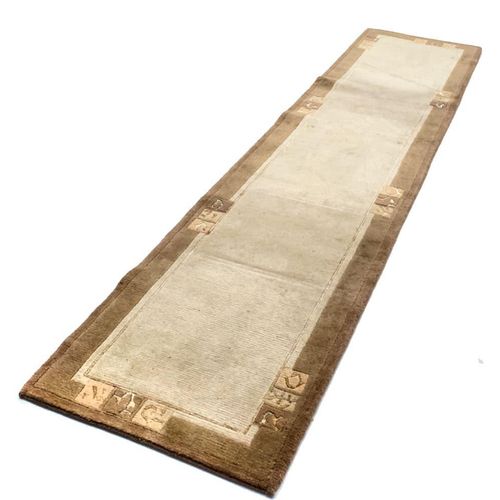 Wollteppich MORGENLAND "Nepal Teppich Mumbai", beige, B:85cm H:18mm L:200cm, Schurwolle, Teppiche, Nepalteppich, handgeknüpft