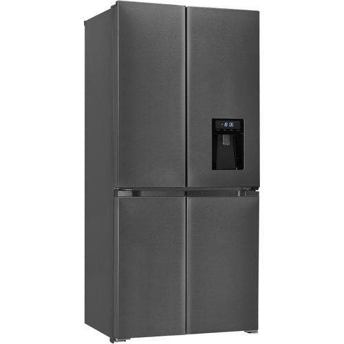 E (A bis G) EXQUISIT Multi Door Kühlschränke 432 L Volumen, Total NoFrost, Schnellgefrieren, 4 Sterne grau (schwarz inox)