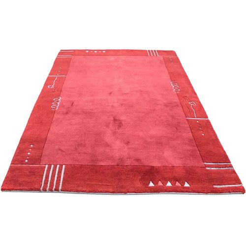 Wollteppich MORGENLAND "Nepal Teppich handgeknüpft rot" Teppiche Gr. B: 160cm, L: 230cm, rot Nepalteppich handgeknüpft