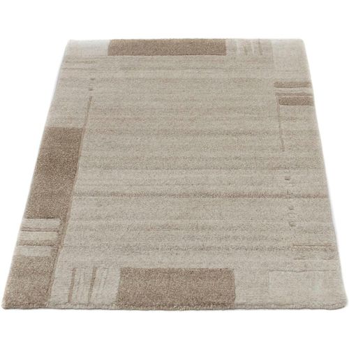 Wollteppich MORGENLAND "Nepal Teppich handgeknüpft beige" Teppiche Gr. B: 60cm, L: 90cm, beige handgeknüpft