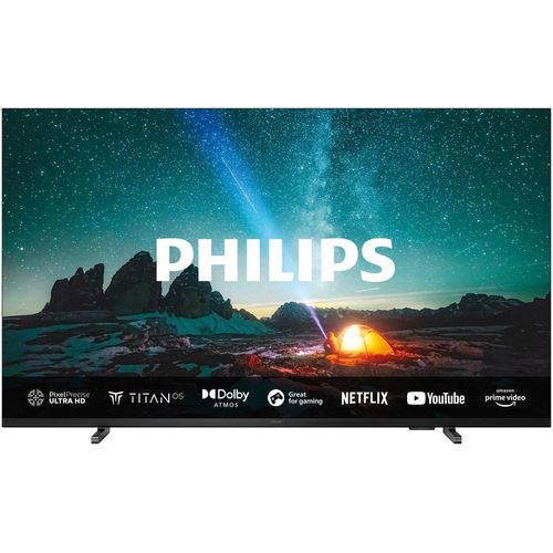 F (A bis G) PHILIPS LED-Fernseher Fernseher Gr. 65, grau (anthrazit)