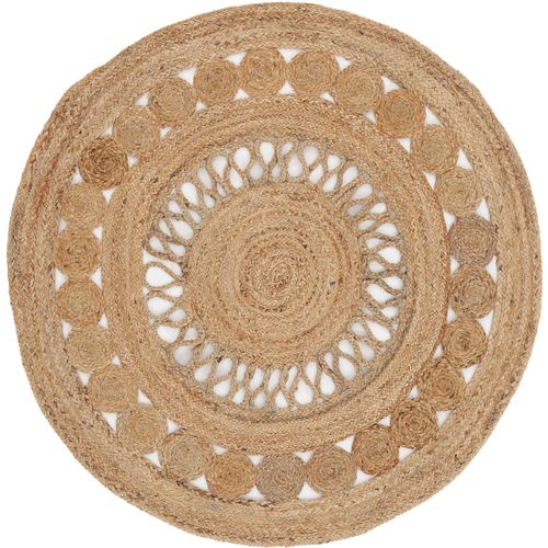 Teppich CARPETFINE "Juteteppich Ella" Teppiche Gr. B: 120cm Ø 120cm, 5mm, beige (natur)