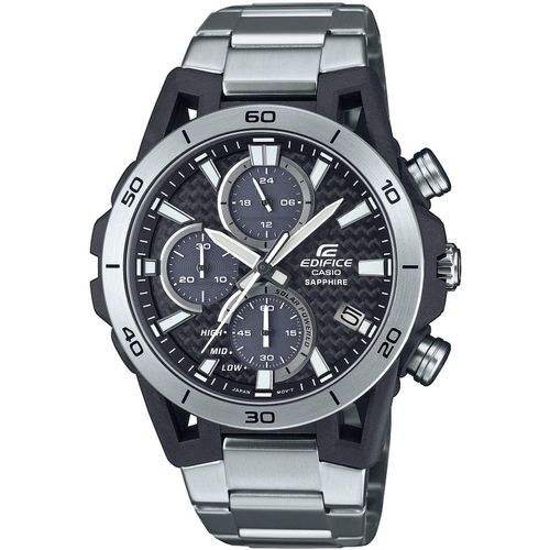 Chronograph CASIO EDIFICE Armbanduhren silberfarben (edelstahlfarben) Herren Armbanduhr, Solar, Herrenuhr, Edelstahlarmband, analog, Tag