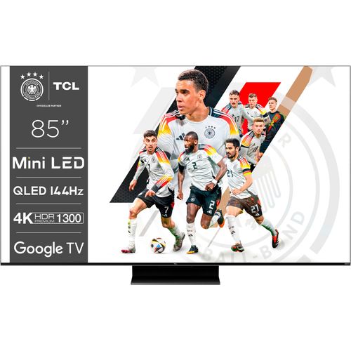 F (A bis G) TCL Mini-LED-Fernseher Fernseher Gr. 85, grau (titanium)