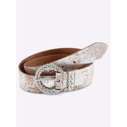 Ledergürtel HEINE, Damen, Gr. 75, silber (silberfarben), Gürtel