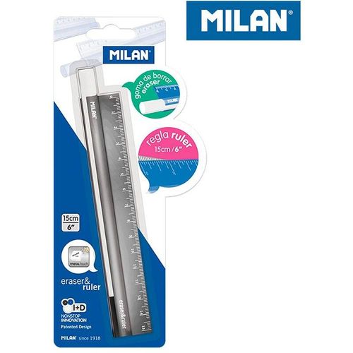 E3/64109 Blister Goma + Regla Metalico 15Cm Milan